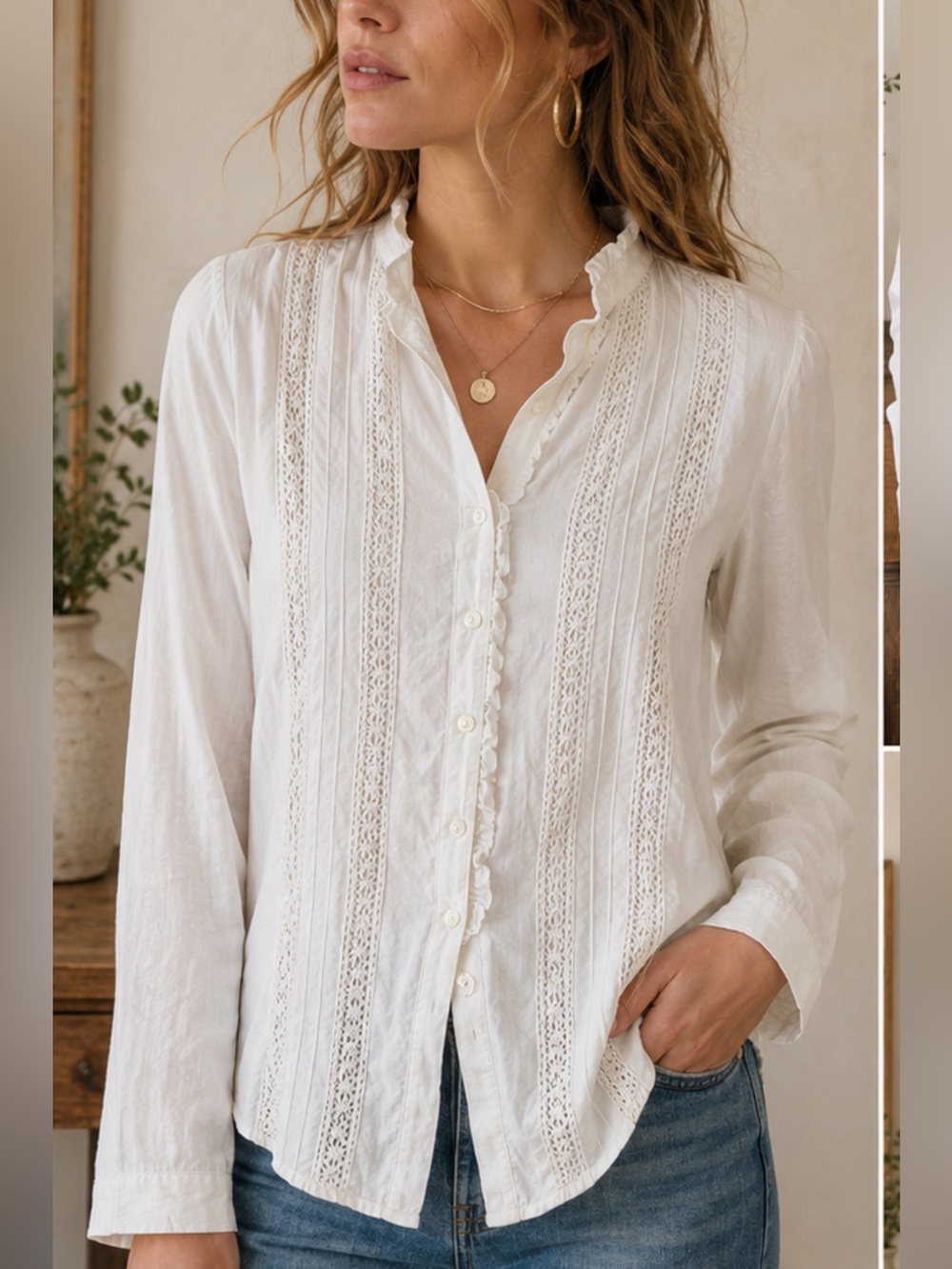 Coupe White Cotton Shirt quiet luxury / romantic vintage” medium